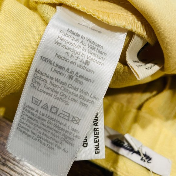 NWT Madewell Sz 16 Harlow Wide-Leg Linen Pants Light Straw Yellow Pleated NJ996 - Picture 7 of 12